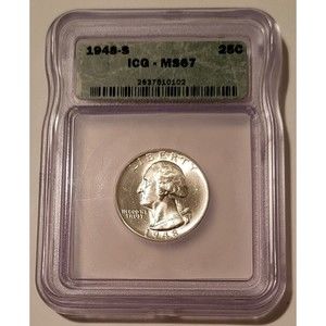 1948 S Washington Quarter MS67 ICG